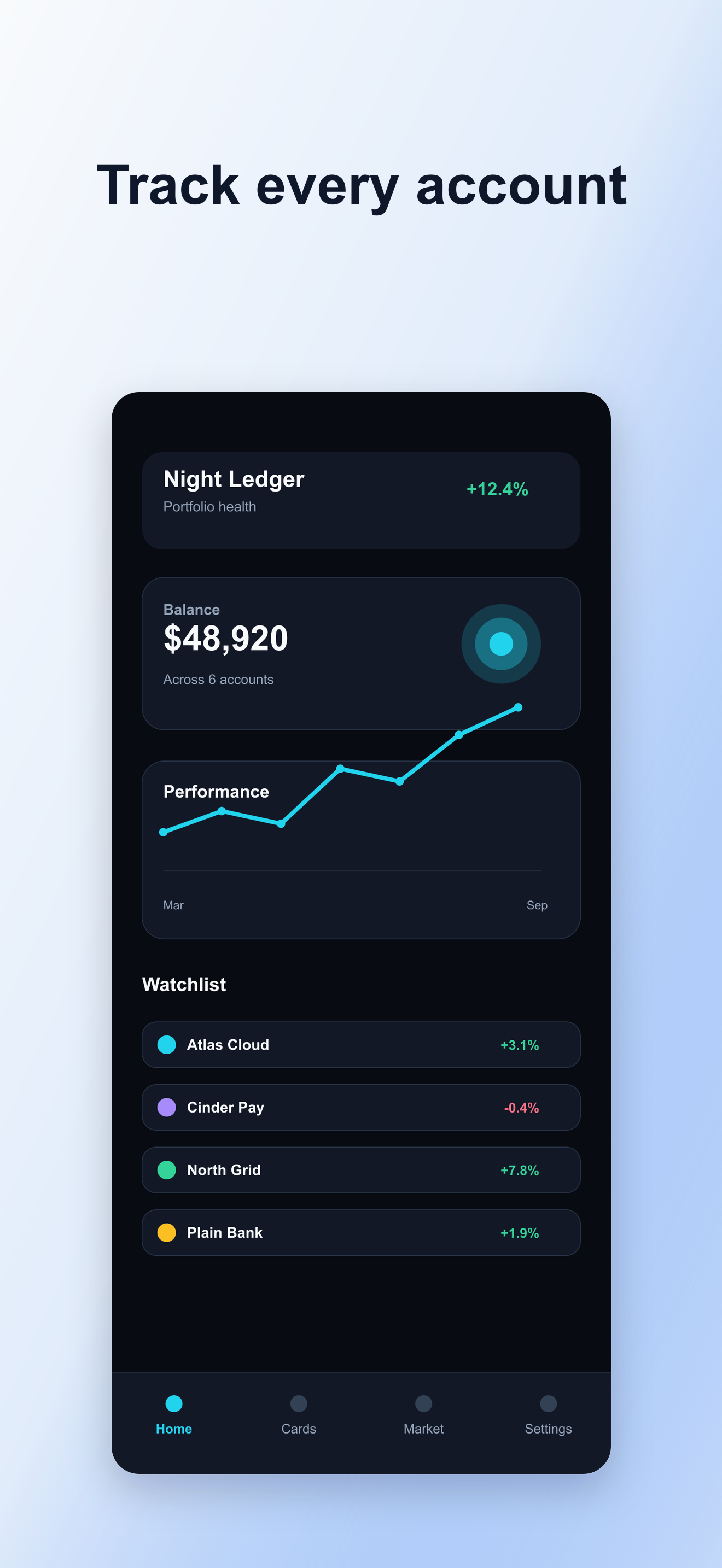 Generated App Store screenshot with headline Track every account